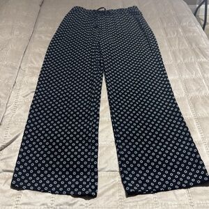 Peck & Peck Palazzo Pants Black and White Patterned Large 100% Polyester